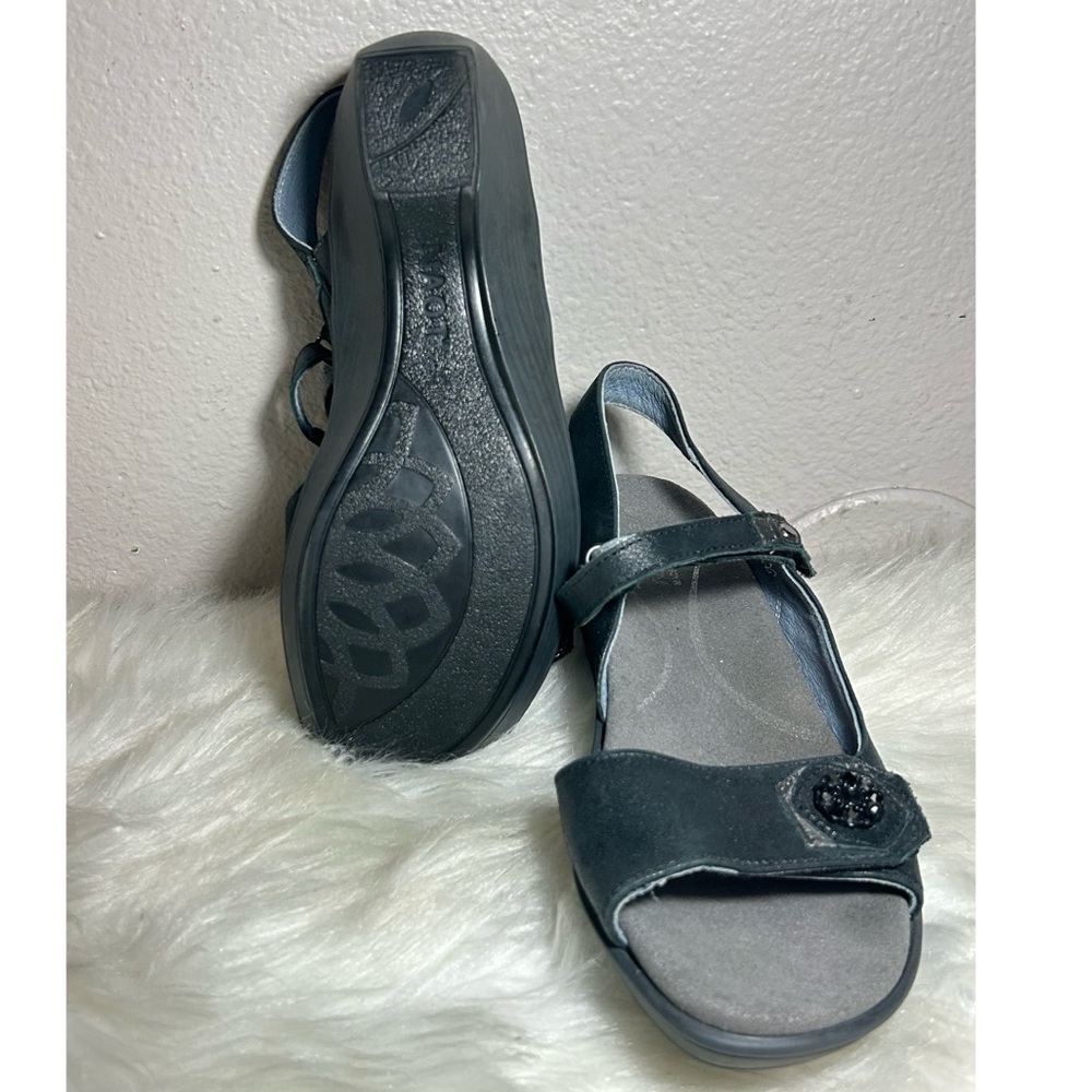 Naot Reserve Black Leather Dressy Comfort Wedge Sandals Size 6 - Picture 8 of 8